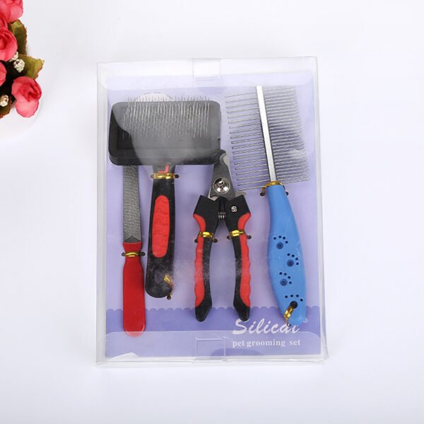 Pet Products Cat And Dog Comb Nail Clippers 4-piece Set - Image 2