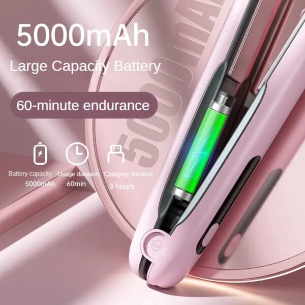 Wireless Hair Straightener Flat Iron Mini 2 IN 1 Roller USB 5000mAh Max 200 Degree Portable Cordless Curler 4 Levels Dry And Wet Uses - Image 4