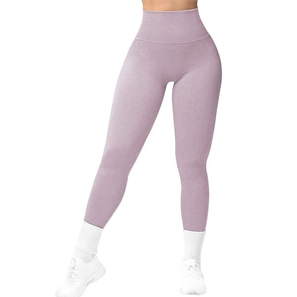 High Waist Seamless Leggings Threaded Knitted Fitness Pants Solid Women's Slimming Sports Yoga Pants Elastic Running Sport Leggings - Image 7