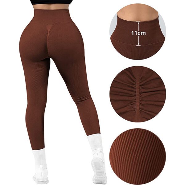 High Waist Seamless Leggings Threaded Knitted Fitness Pants Solid Women's Slimming Sports Yoga Pants Elastic Running Sport Leggings - Image 2