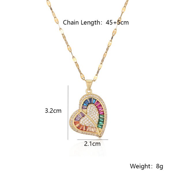 Women's Fashion Copper Plated Real Gold Heart-shaped Zircon Pendant Necklace - Image 3