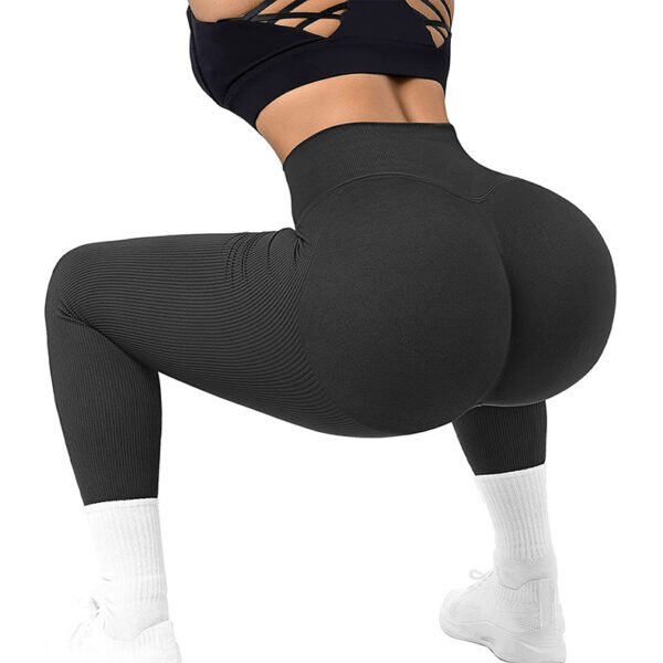 High Waist Seamless Leggings Threaded Knitted Fitness Pants Solid Women's Slimming Sports Yoga Pants Elastic Running Sport Leggings - Image 4